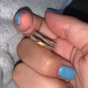 David yurman sterling & 18k crossover x ring s7